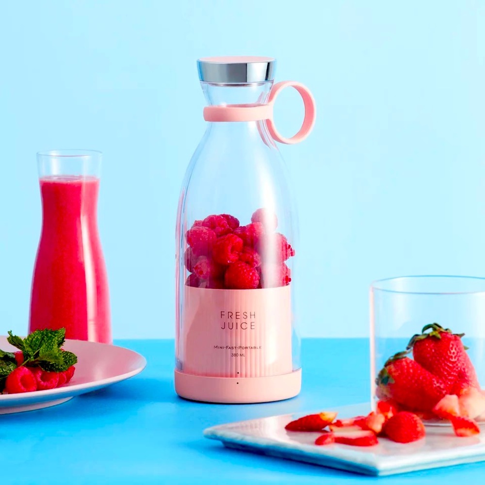 Pink Portable mini blender.